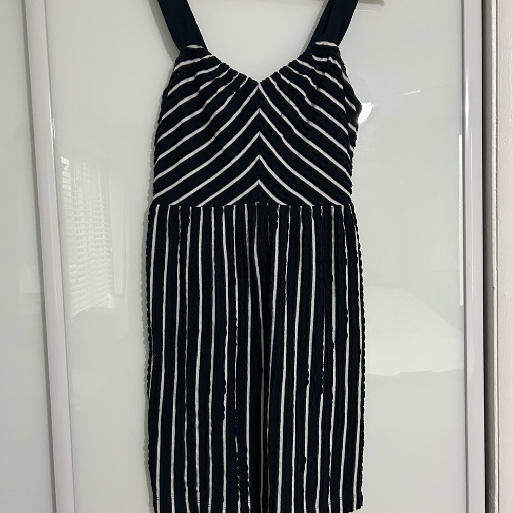 Loft navy and white scalloped dress